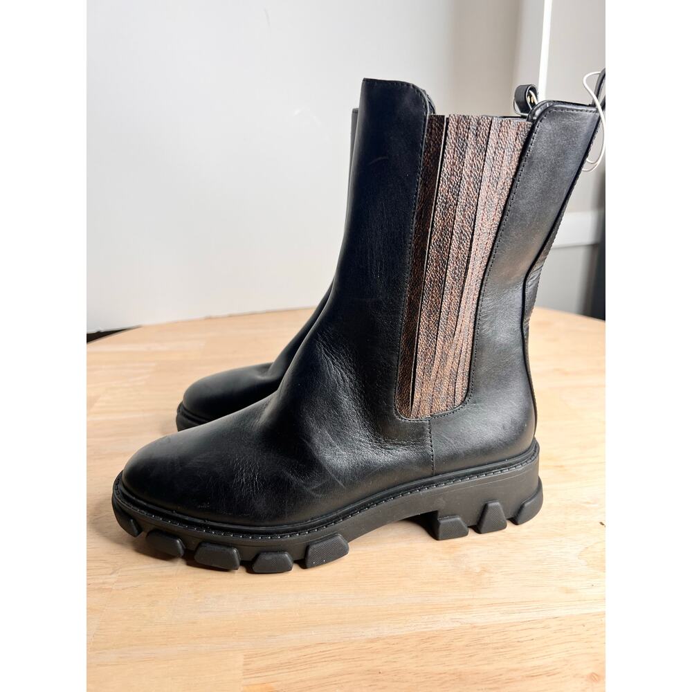 Michael Kors Leather Boots Black Lug Sole Pull-On Women’s 6 NWOB - Picture 4 of 9